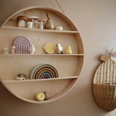 Mushie rainbow stacker Danish-made, Danish hygge-inspired craftsmanship.