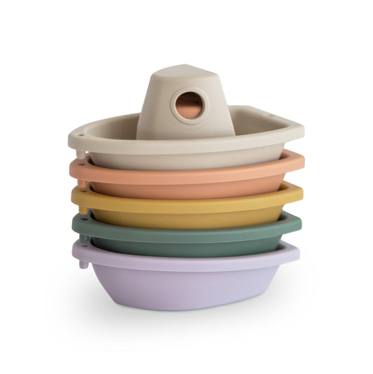 Mushie stackable bath boats rustic 1 ready for bath time fun and imaginative boating play