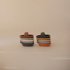 Mushie bath boats rustic 4 simple design aids stacking and fine motor play