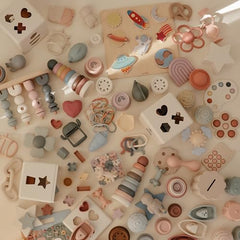 Mushie stacking rings support family playtime and early motor skill exploration.