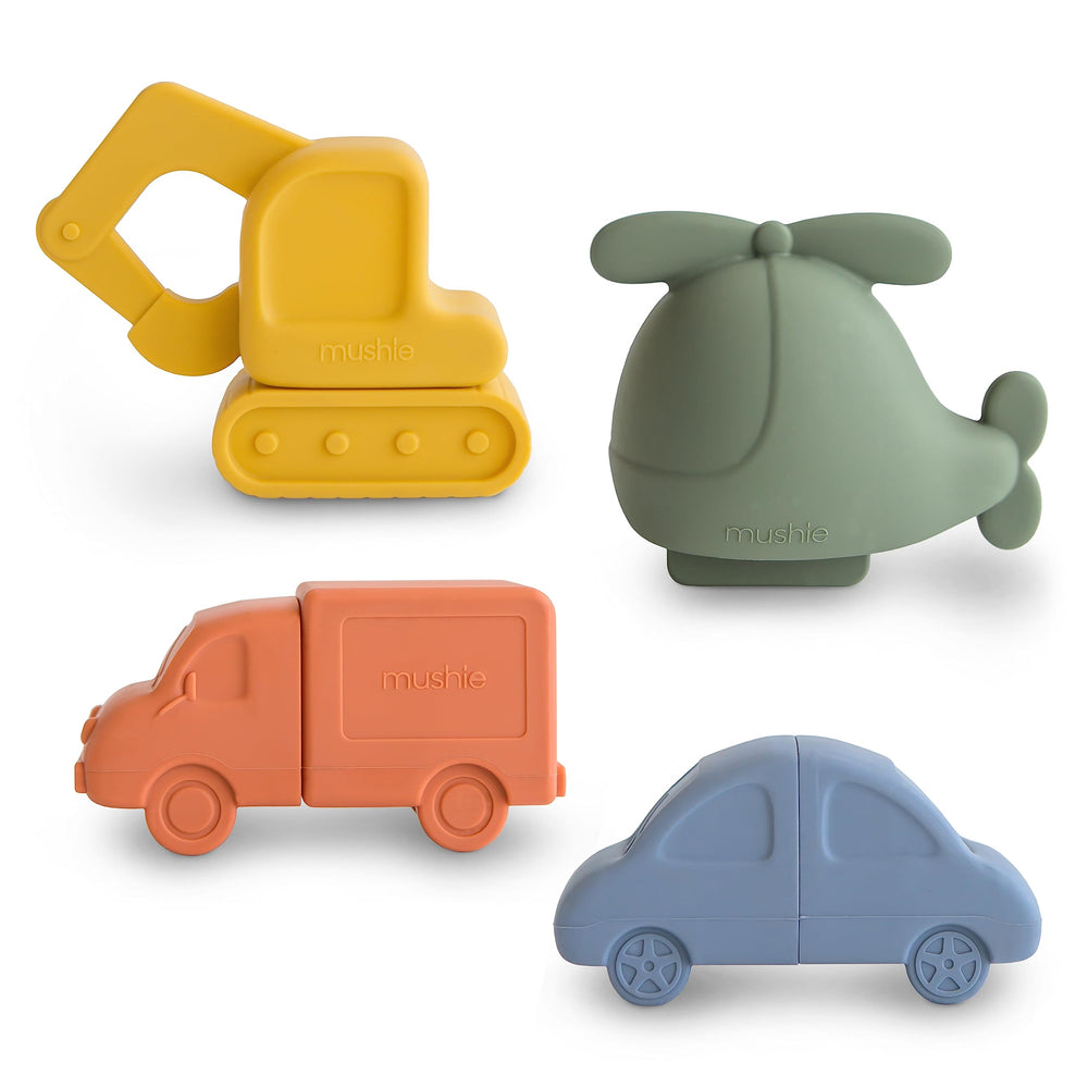 Mushie helicopter bath toy: soft silicone for safe toddler bath play.