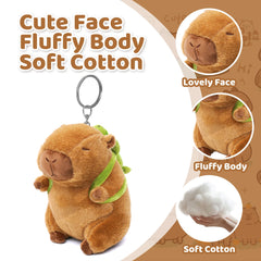 Mushplushies capybara keychain with bread headpiece, a quirky snack-inspired accessory.