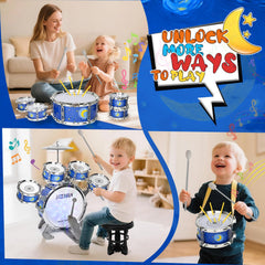 MusicForset kids drum set features bright colors inviting creative rhythm sessions.