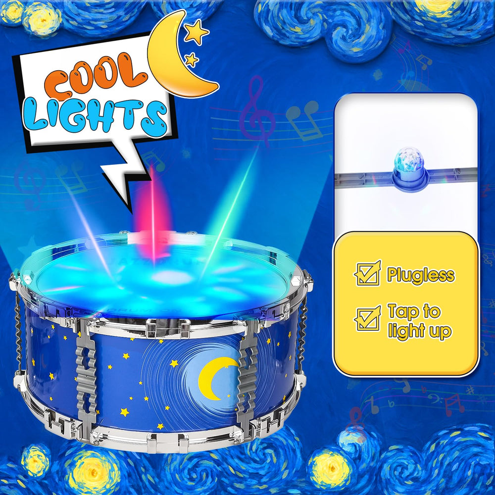 MusicForset compact height drum set emphasizes a kid-friendly size for easy use.