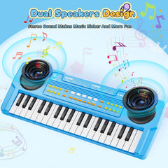 MusicForset 3-AAs or USB-C powered blue keyboard for portable play anywhere.