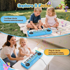 MusicForset upgraded 37-key piano with chord play blue, supporting fine motor and coordination.