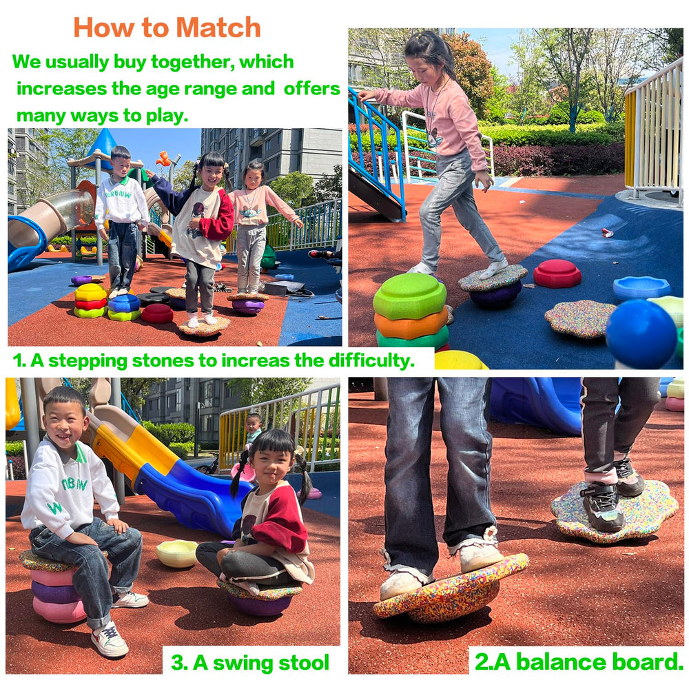 Mutasui flower-design board expands play difficulty and supports collaborative obstacle-building activities.
