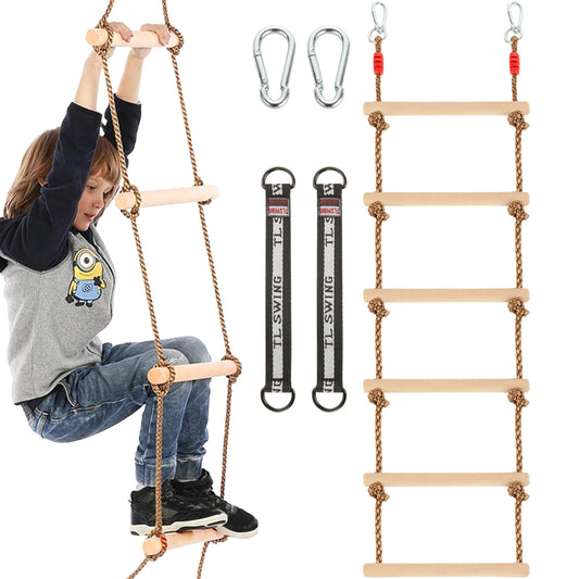 MUXHEL rope ladder wooden top hooks for sturdy outdoor setup
