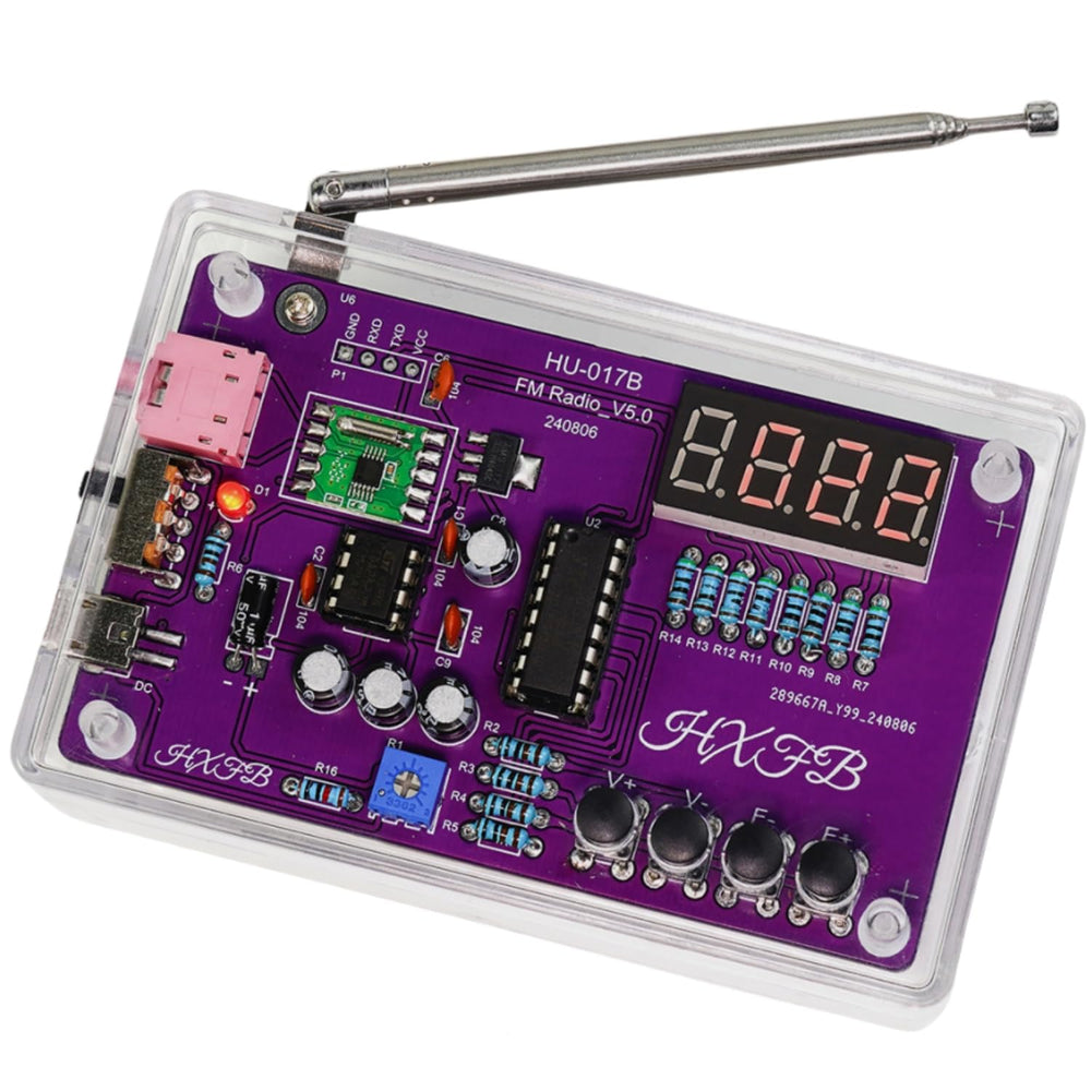 MUXWELL DIY FM Radio Kit PCB close-up showing components for hands-on learning