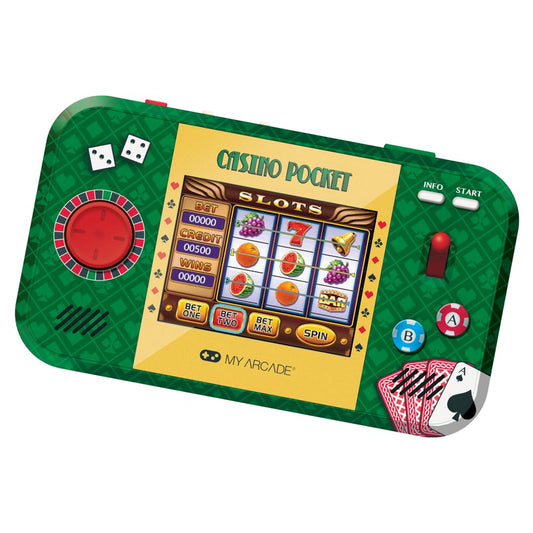 My Arcade Casino Pocket front view, compact handheld for gaming on the go.