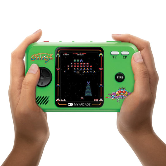 My Arcade Galaga pocket display offers a bright 2.75-inch screen for on-the-go play.