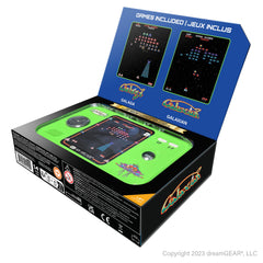 My Arcade Galaga retro art style enhances nostalgic appeal on a palm-sized device.