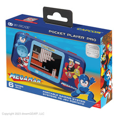 My Arcade Megaman Pocket Player Pro front view for portable retro play.