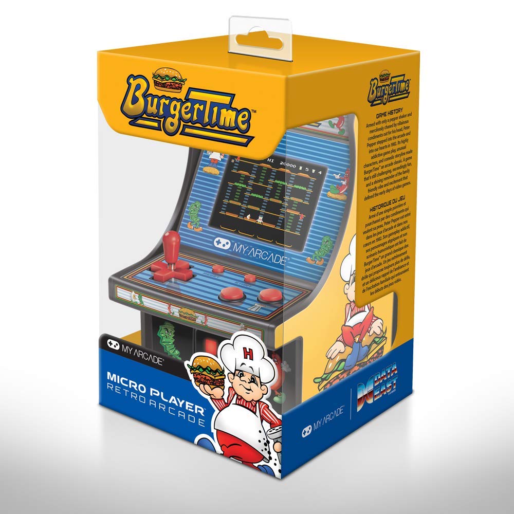 My Arcade Namco Micro Player Burgertime licensed collectible invites nostalgia with original artwork.