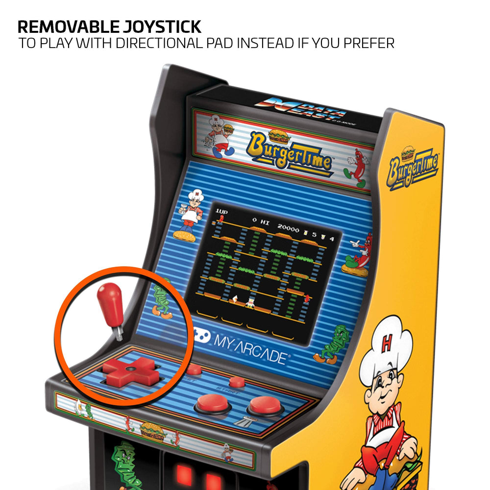 My Arcade Namco Micro Player Burgertime removable joystick enables flexible setup.