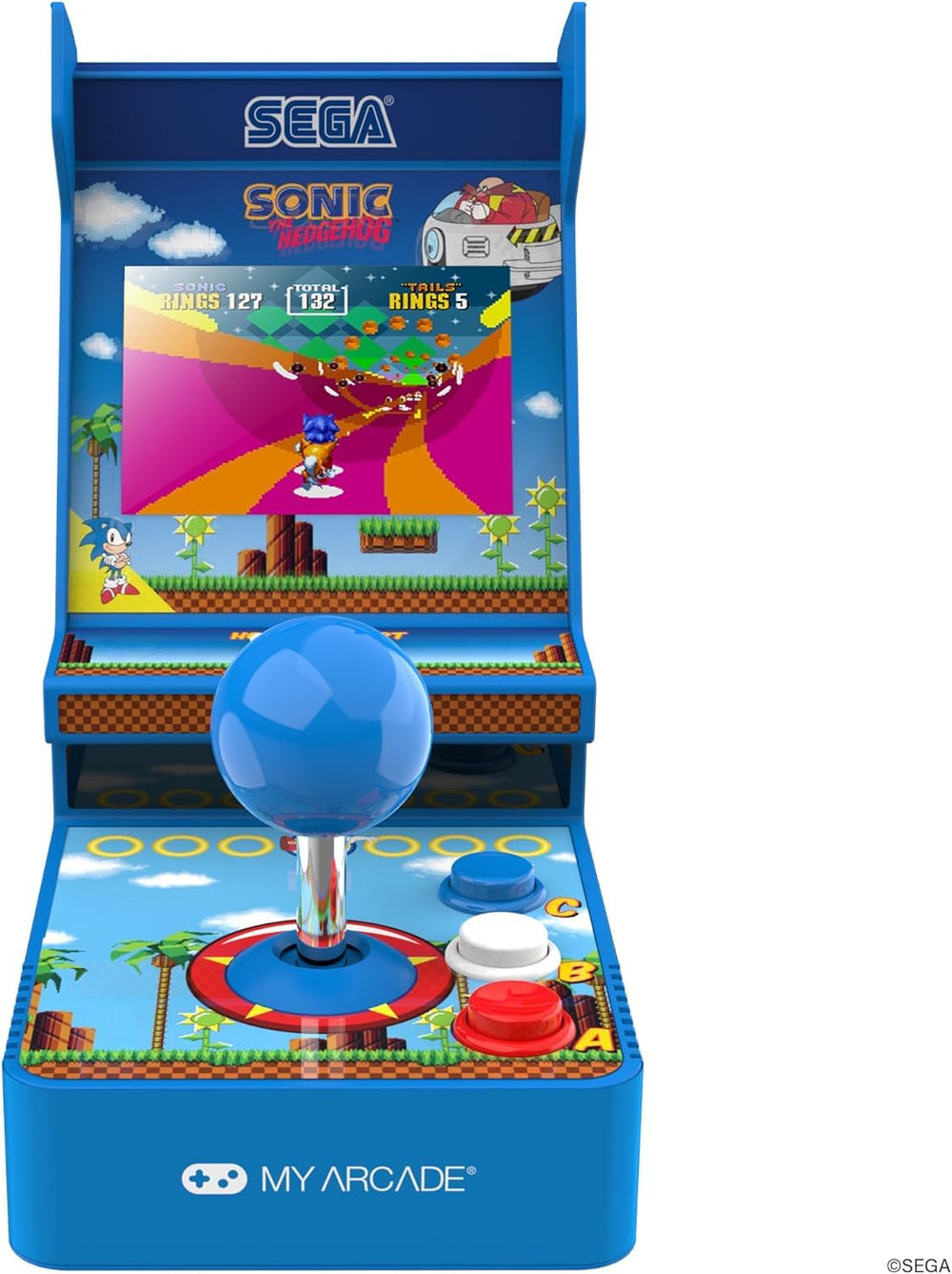 My Arcade Sonic Joystick Player powered by batteries or USB-C for flexible play