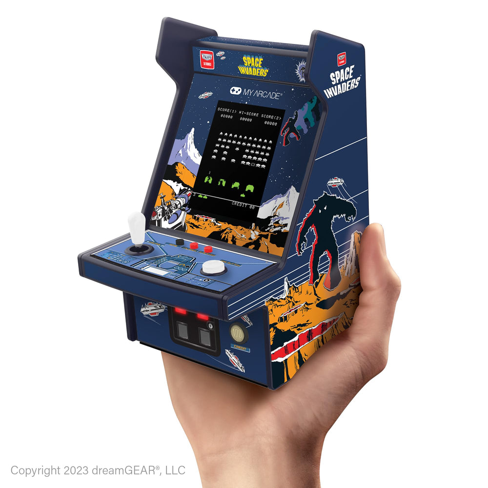 My Arcade Space Invaders Micro Player Pro power options, batteries and USB-C compatibility.