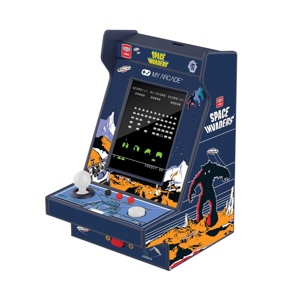 My Arcade Space Invaders Nano Player battery compartment, runs on AAA power for portability.