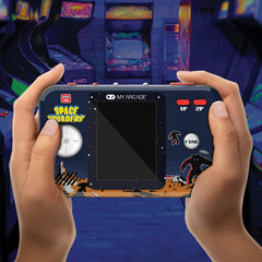 My Arcade Space Invaders Pocket Player Pro powered by batteries or USB-C