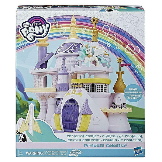 My Little Pony Canterlot Castle Playset with Princess Celestia figure for imaginative storytelling.