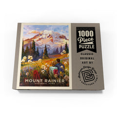 MyPuzzle Mount Rainier Meadow blue cardboard thickness conveys durable puzzle construction.