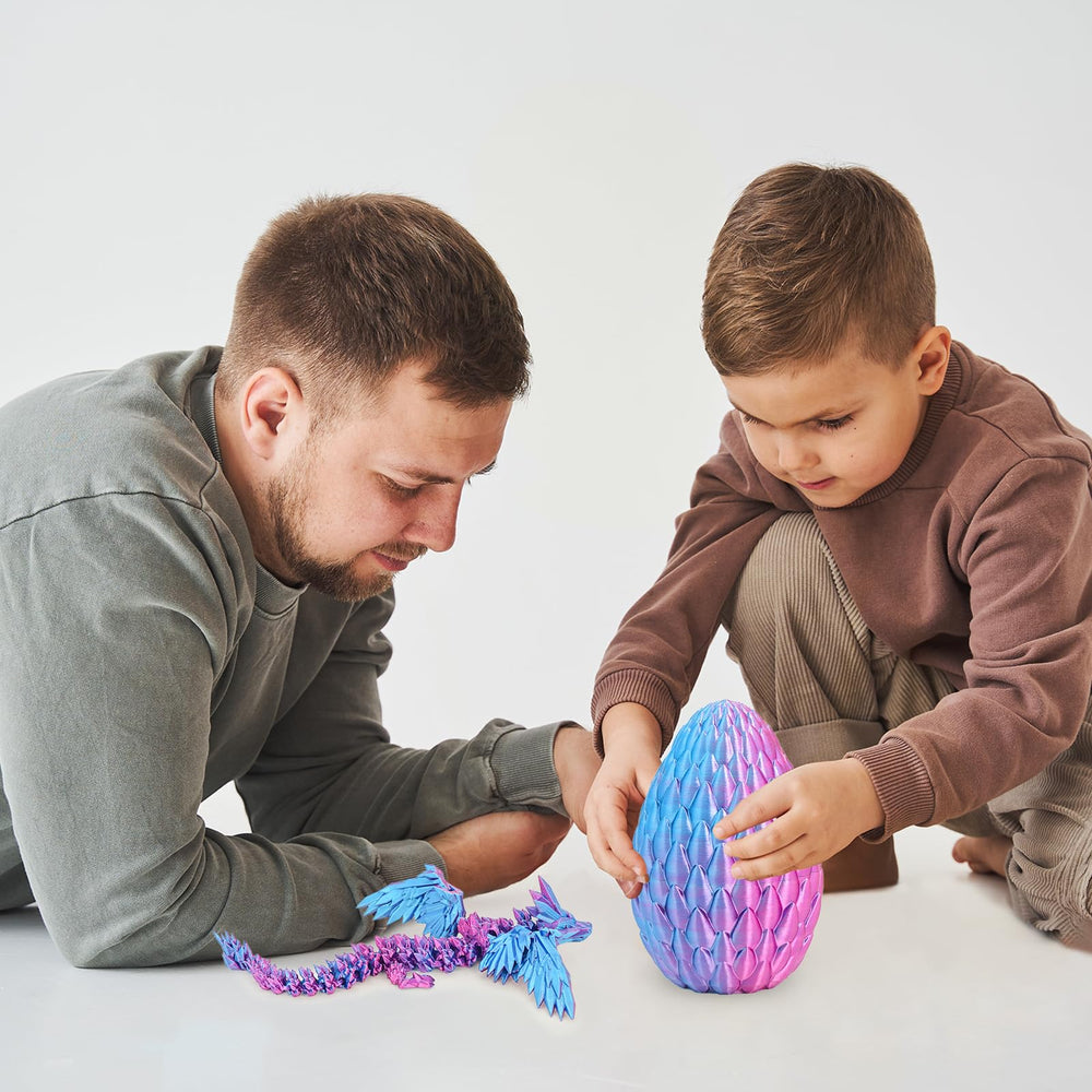 Mydhall articulated dragon outside egg for dramatic display