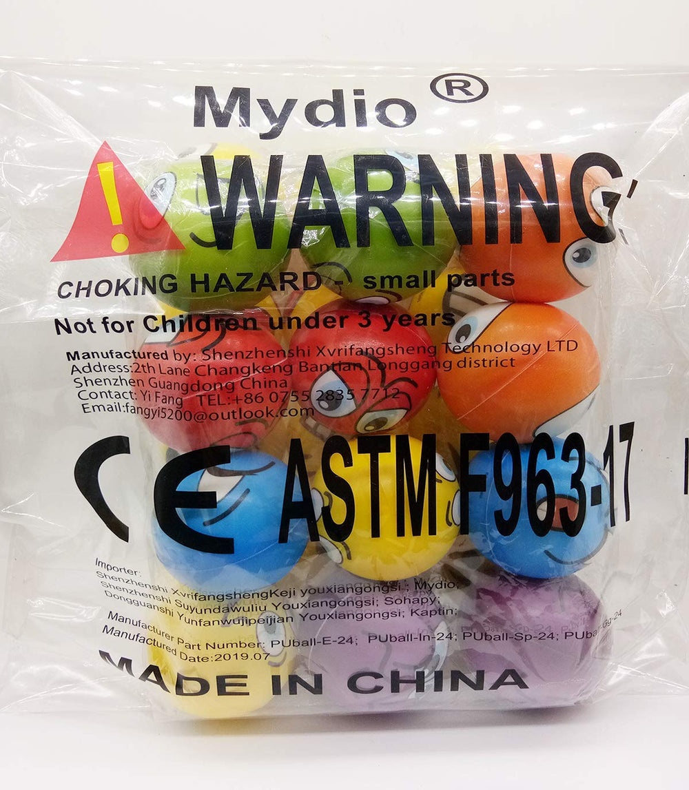Mydio stress balls shown as a party favor for events and giveaways
