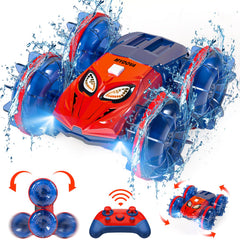 MYDOVA 4WD RC car front view shows waterproof body for poolside adventures.