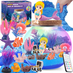 MYDOVA Mermaid Terrarium Kit jar scene promotes creativity and fine motor skills for kids.