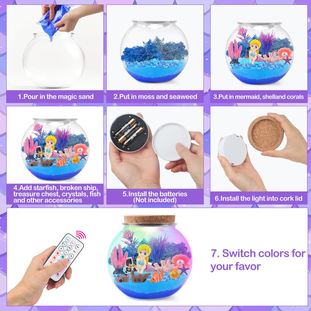 MYDOVA Sparkling sand and shells refine coloring and sensory exploration during craft time.