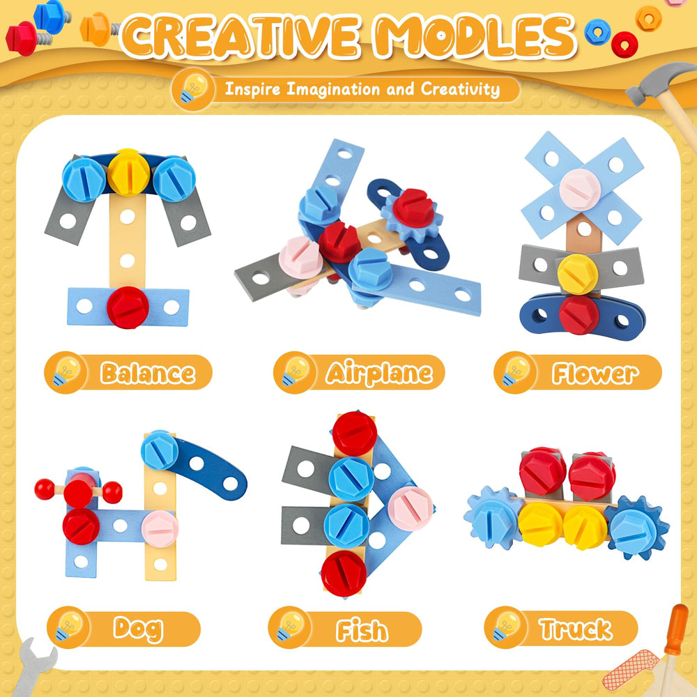 Myfolrena Kids Tool Set with Belt, screwdriver action supports fine motor coordination.