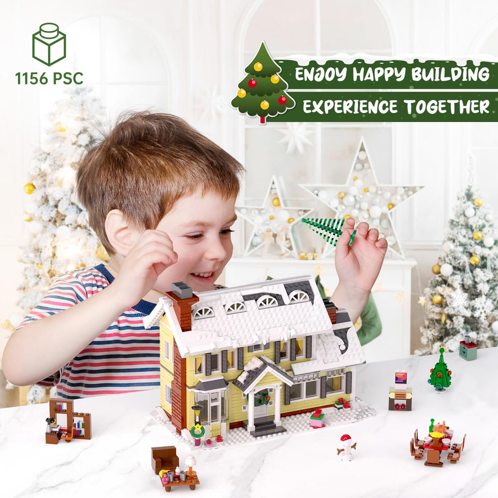 MYFUNTOY LED illumination night scene brightens a cozy display for Christmas nights.
