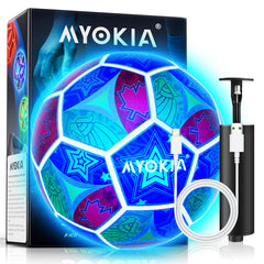 MYOKIA light-up soccer ball size 5 on grass for night play