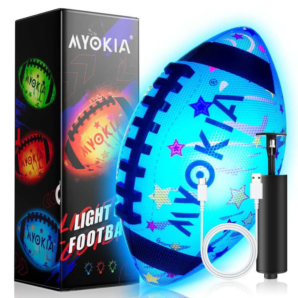 MYOKIA RGB glow football with red, green and blue LEDs for dusk play