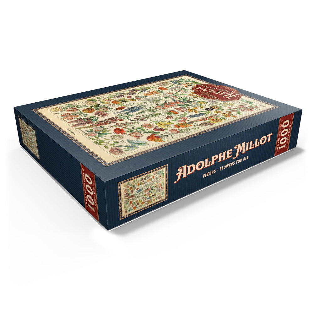 MyPuzzle Fleurs 1000-piece puzzle close-up shows vibrant colors and varied piece shapes for a challenge.