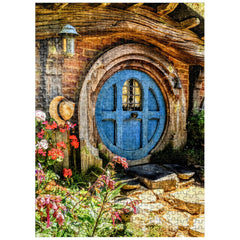 MyPuzzle Hobbit House Hobbiton image shows vibrant colors for adult puzzle sessions.