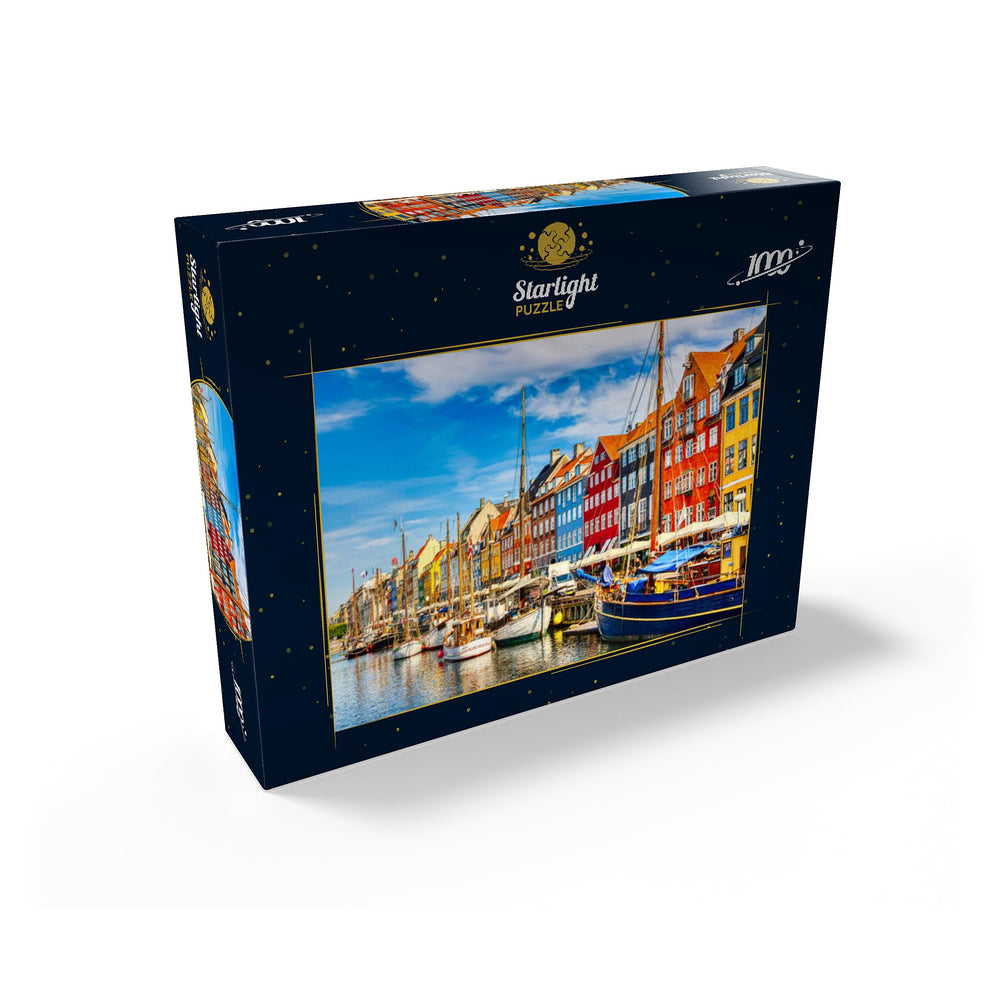 MyPuzzle Nyhavn Harbor finished 1000-piece puzzle reveals vibrant colors for immersion.