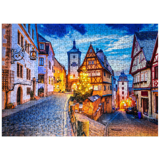 MyPuzzle Rothenburg night view: lantern-lit street puzzle for relaxing evenings.