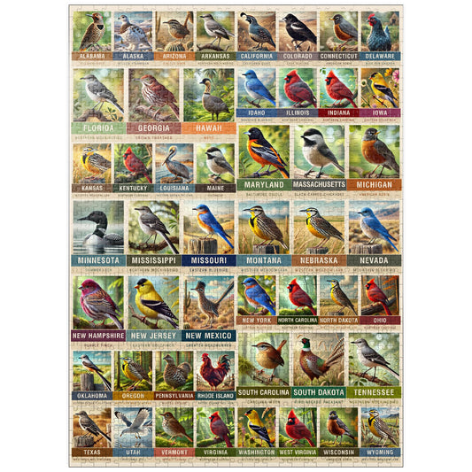 MyPuzzle State Birds collage image 1 with vibrant colors for a challenging 1000-piece experience.
