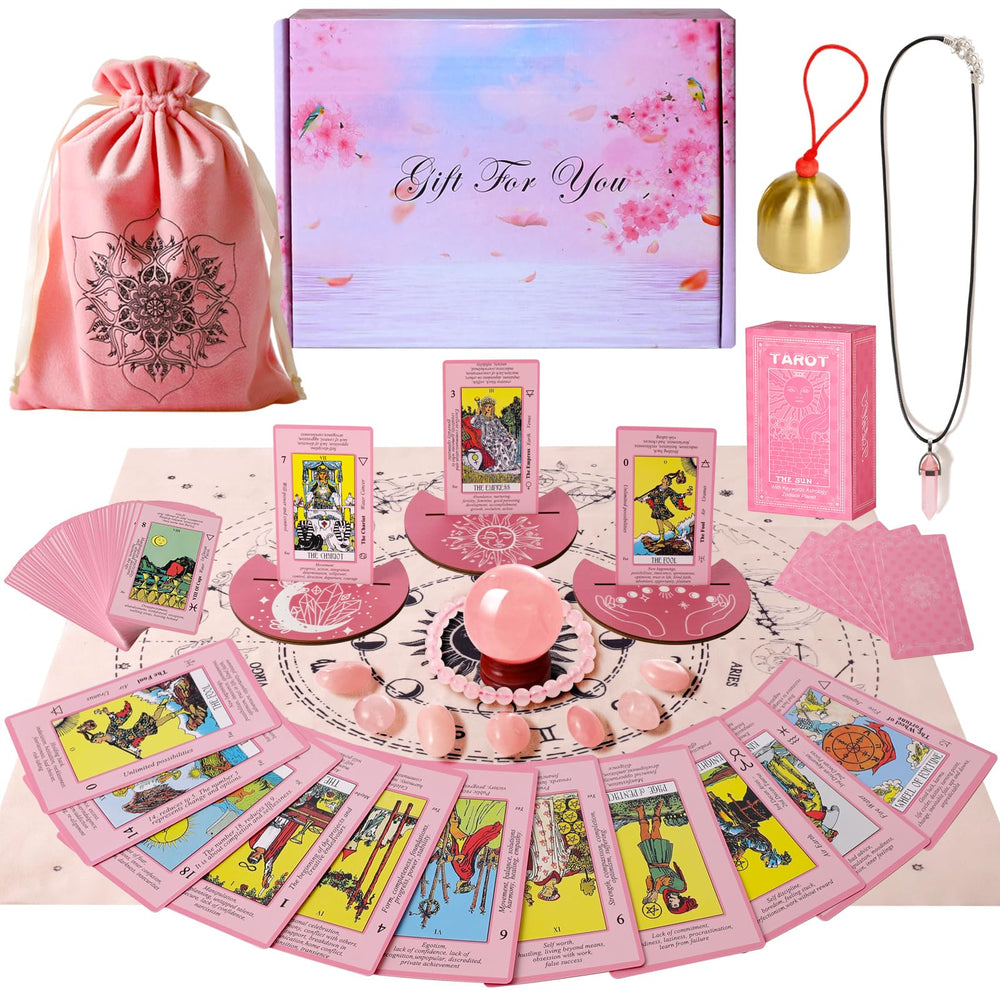 Myripoly pink tarot deck for beginners, easy daily readings with illustrated meanings.