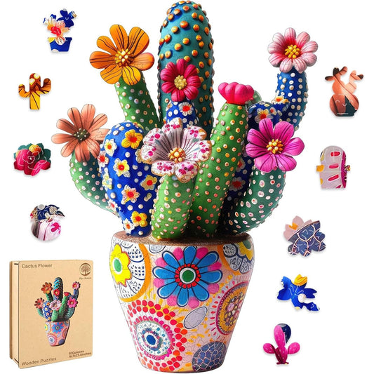 Mys Aurora Cactus Flower puzzle box shows durable 5mm wood for sturdy assembly