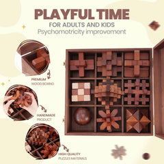 Mytothfy nine-piece 3D puzzle pieces arranged for a challenging mind workout.