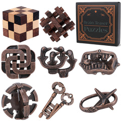 Mytothfy wooden brain teaser eight pieces for focus and cognitive challenge.