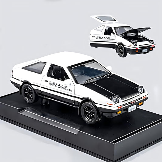 Mzexoma Initial D Trueno AE86 diecast car front view with pull back action