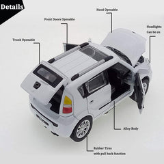 Mzexoma KIA Soul diecast car with opening hood for interactive detail.