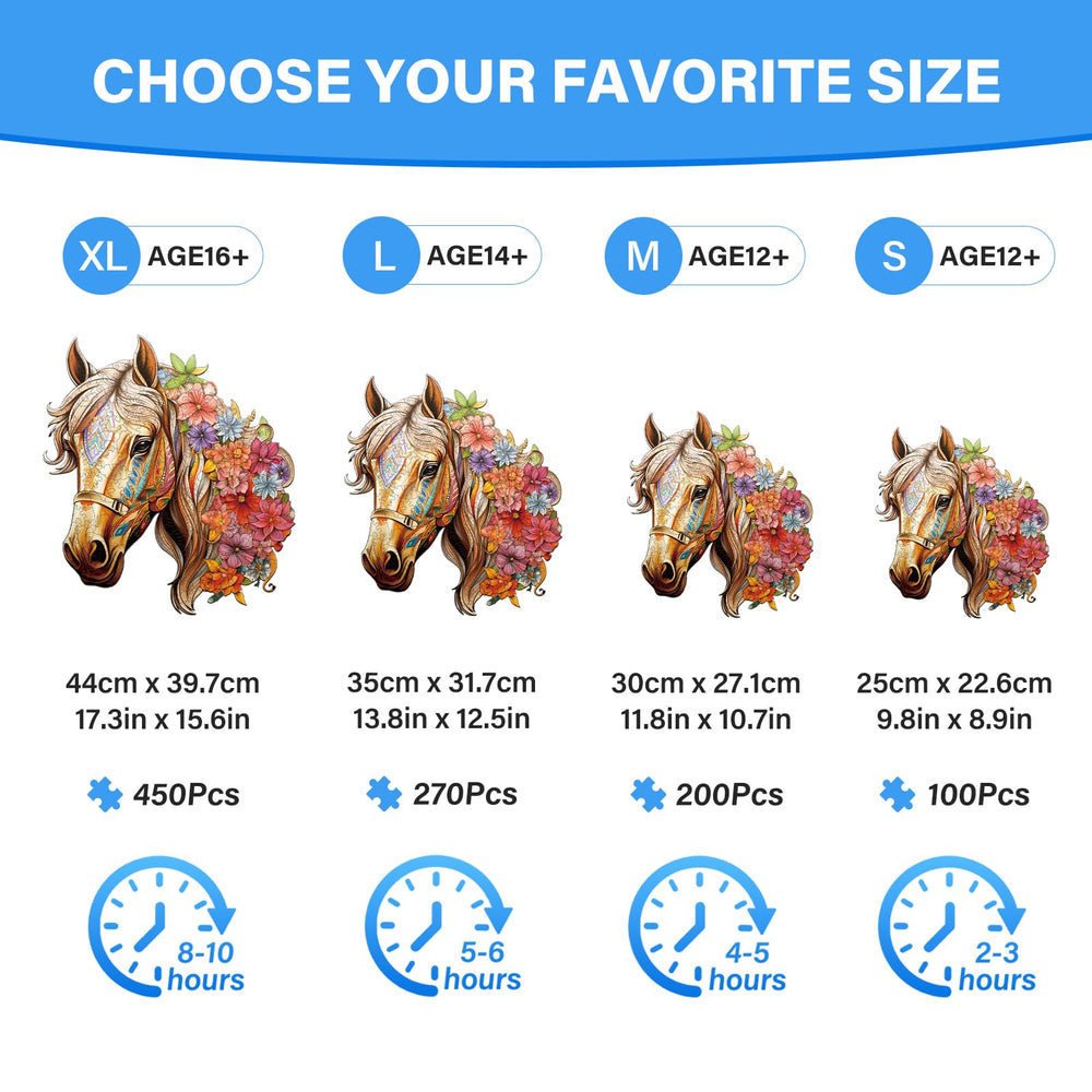 NABYSHOP wooden horse puzzle basswood texture highlighting natural materials.