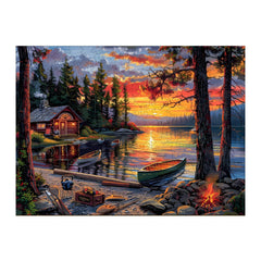 NABYSHOP canoe lake sunset puzzle—serene scene for mindful relaxation