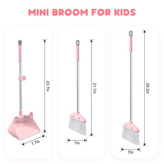 Nacena kids broom with 28-inch handle for easy reach.