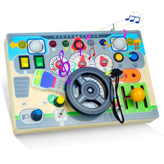 Naeqieo Busy Board with LED switches for fine motor play at home