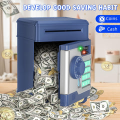 NAFEIV Kids Piggy Bank navy coins inside image demonstrating coin storage.